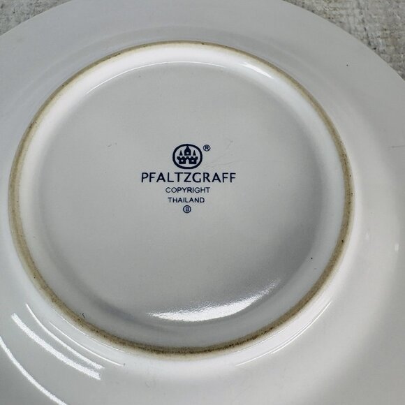 Pfaltzgraff ORLEANS Blue Green Vines Yellow Stoneware Round Saucers Set of 3 - Picture 8 of 14